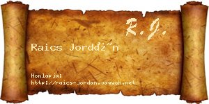 Raics Jordán névjegykártya